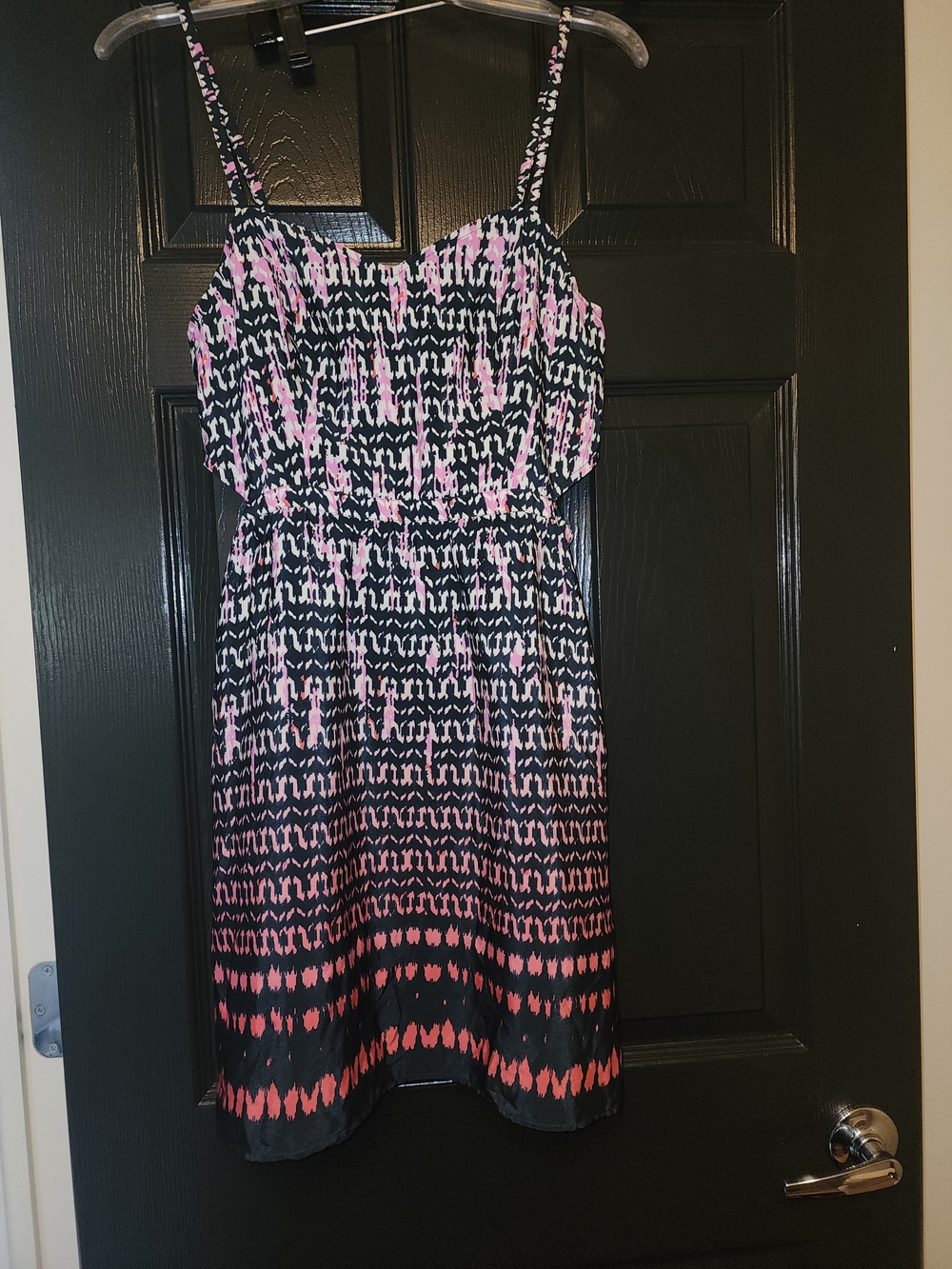 American Eagle Outfitters Black Dress with Pink and Cream Print